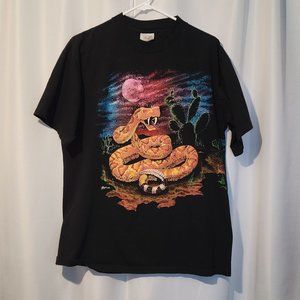 Black T with snake in desert print